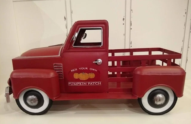 Large Rustic Farmhouse Red Metal Truck 18" L Tabletop Decor