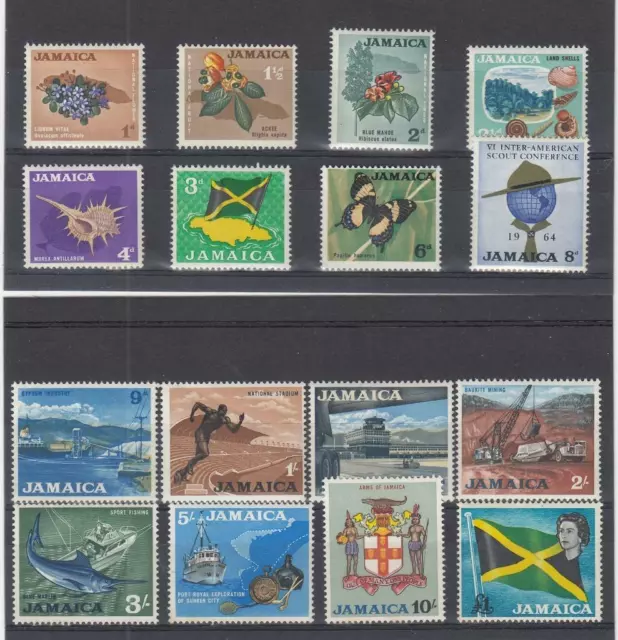 JAMAICA (MM435) # 217-232 VF-MNH  VARp,sh 1964  VARIOUS ISSUES  CAT VALUE $21