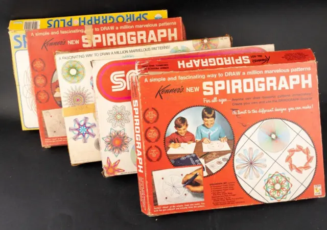 Vintage Kenner Spirograph Plus Spiral Drawing Artist Design Kit Set Toy Lot of 5