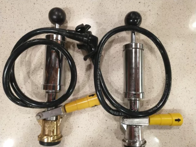  2 Stainless Micro Matic Beer Keg Taps Pump Dispenser 