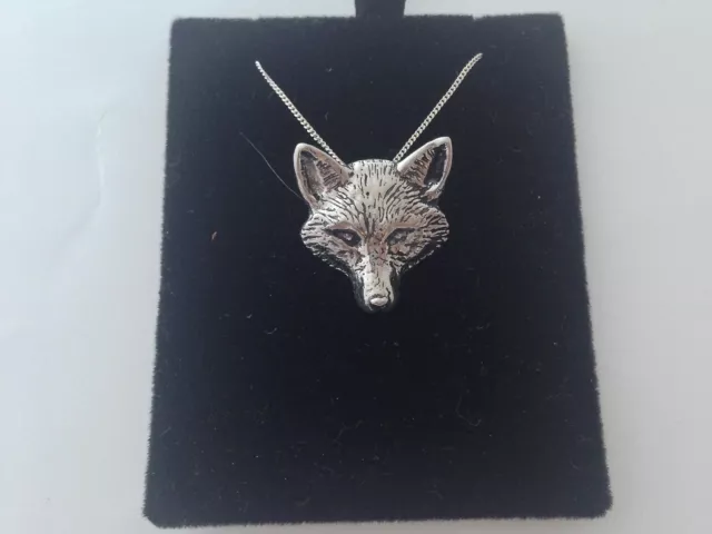 A72 Fox Head   on a 925 sterling silver Necklace Handmade 30 inch chain