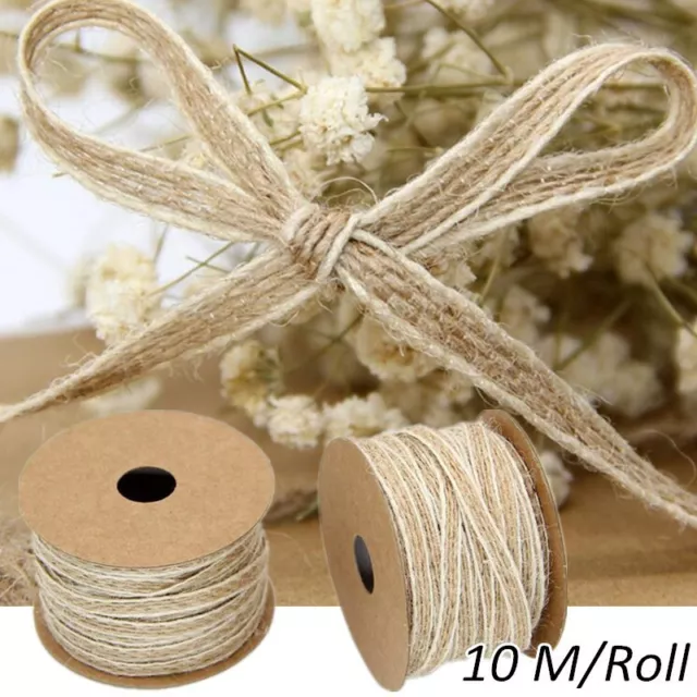 10m Burlap Ribbon Roll Hessian Jute Fabric Rustic Wedding Xmas Party DIY Decor