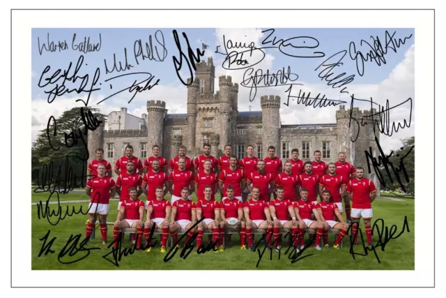 Wales 2015 World Cup Squad Signed Photo Print Autograph Rugby