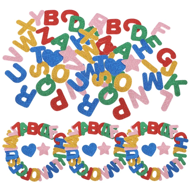 5 Bags glitter letters sticker Alphabet-Etiketten Alphabet-Aufkleber Etiket