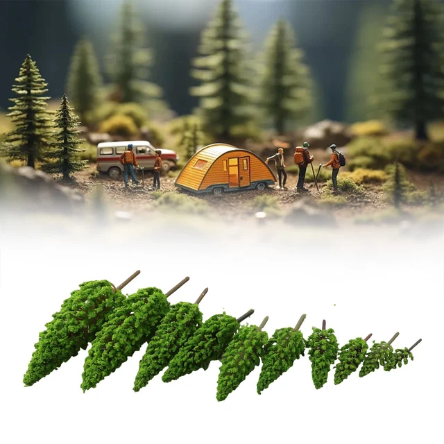Lot De 10 Arbres Miniatures échelle HO (1/87) - 12,5 Cm, Vert, Pour Maquettes