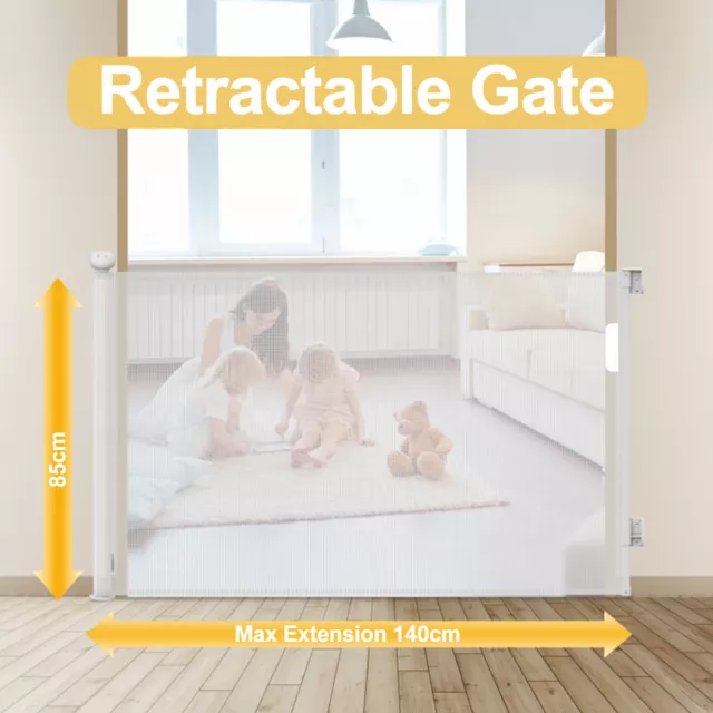 Retractable Dog Pet Mesh Stairs Gate Pets Barrier For Dog Cat Baby Safety Fence 3