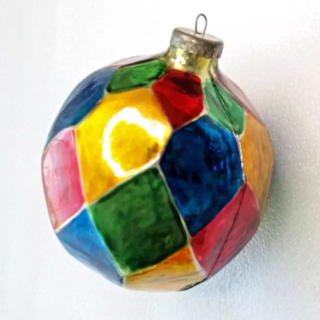 Rare Huge Vintage Ukrainian Glass Christmas Ornament X-mas Old Tree Decoration