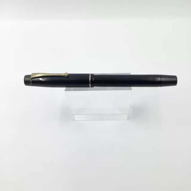 Onoto De La Rue Fountain Pen, Black With Gold Trim, 14k Gold Nib 3