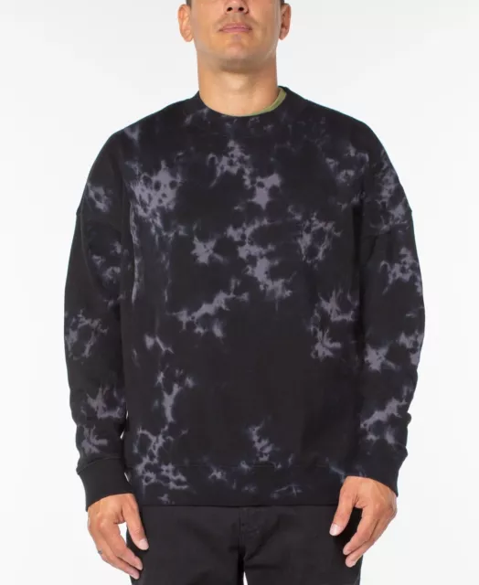 Sanctuary BLACK TIE DYE Men's Tie-Dyed Fleece Sweatshirt, US Large