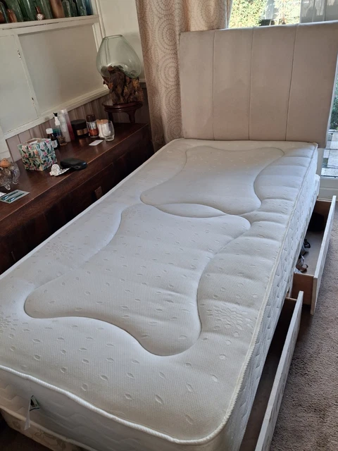 Magnisiom Drawing SINGLE DIVAN TWO draw Bed, with headboard & mattress. £42.30 - PicClick UK