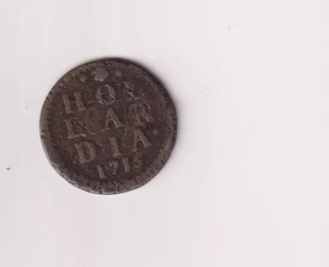 Holland Province Netherlands 1 One Duit 1715  NICE GRADE COIN .DD70