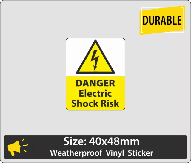 DANGER  Electric Shock Risk Label Adhesive Vinyl Sticker 48x40mm  UK Made