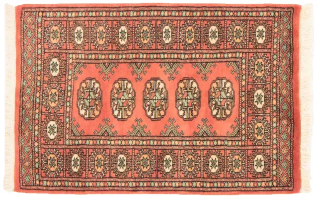 Pakistan Bukhara Tapis Noué à la Main 60x90 Orange Géométrique Motif Laine