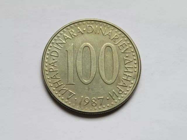 Rare 100 Dinara Coin 1987 Yugoslavia Dinarjev Socialist Jugoslavija Collectible