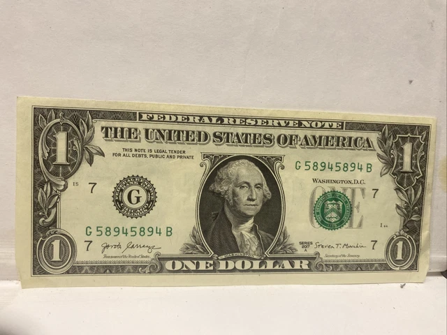 RADAR Repeater 4 Of A Kind Trinary Fancy Serial Number $1 Dollar Bill 2017 