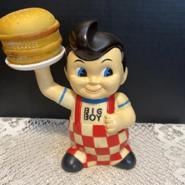 Vintage Mid Century BIG BOY Doll With Hamburger Plastic Coin Bank