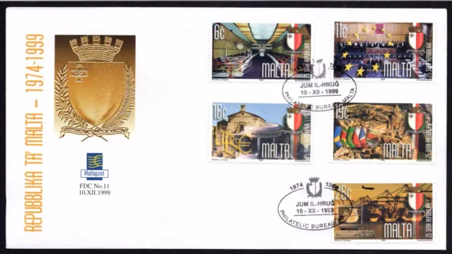 Malta 1999 25th Anniv. of Republic First Day Cover FDC SG 1156-60 Not Addressed