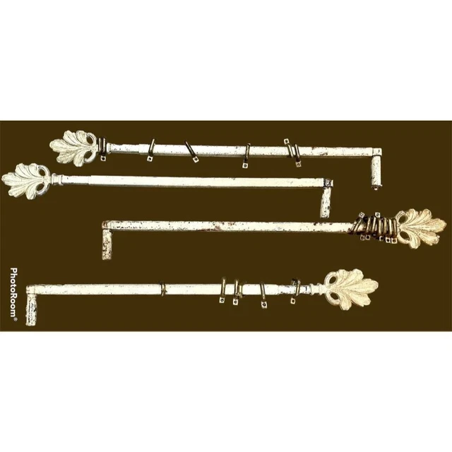 2 Pair ANTIQUE Vintage Victorian Swingaway Curtain Rods Cast Iron Acanthus Ends