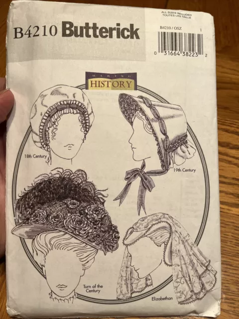 NEW Butterick B4210 Making History Pattern Elizabethan 18th 19th Century Hats 4