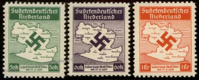 Sudetendeutsches Niederlande 3rd Reich Germany 1938 Sudetenland Mi I-IIIA 104074
