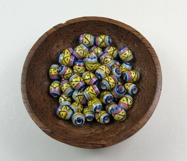 Porzellan Inka Keramikperlen 18x7mm Oval Loch 2mm Handarbeit basteln bunt