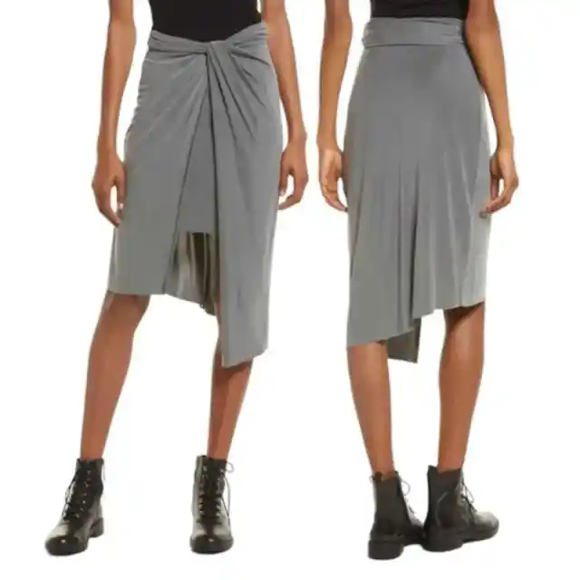ALL SAINTS | Sami Asymmetric Skirt Chrome Gray Sz US4 $198