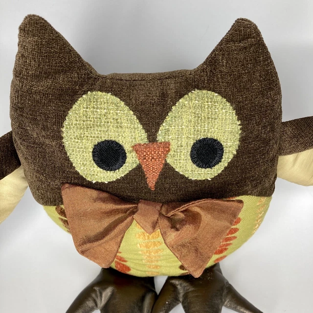 Woof & Poof OWL Fall Decor Dots Copper Bow Tie Shelf Sitter 2013 MADE IN USA
