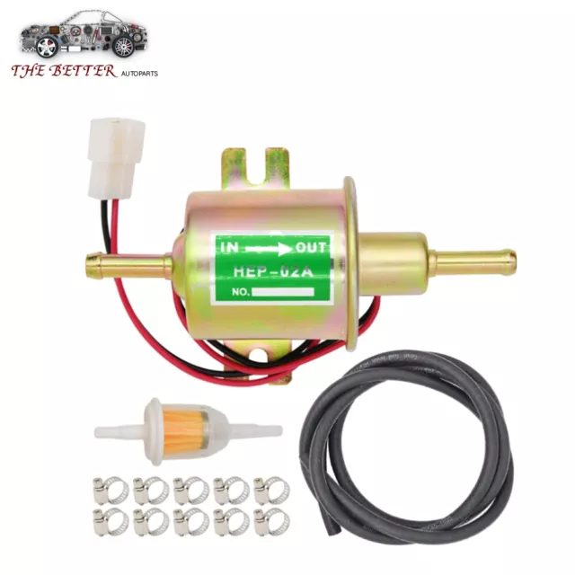 Universal Electric Fuel Pump 2.5-4PSI 12V HEP-02A Inline Low Pressure Gas Diesel