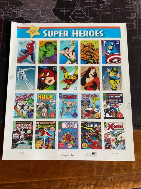 USA stamps Sheet Of Marvel Super Heroes 41c issued 2006 20 stamps