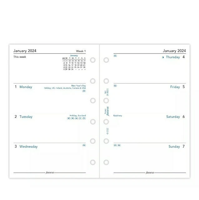 FILOFAX POCKET DIARY 2024 or 2025 Week On Two Pages Refill 68221 - Uk ...