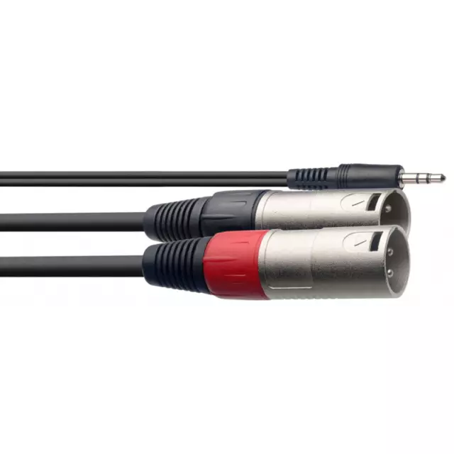 Câble 2 XLR 3 BROCHES MALE vers 1 Jack 3,5 Mâle STEREO Long 2 Métres