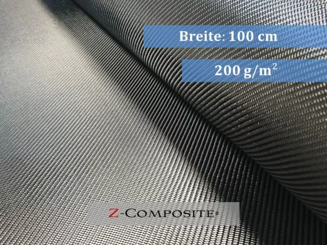Carbongewebe Köper 200g/m² - 100cm breit! Kohlefaser, Z-HGC-Twill200, CFK, NEU!!