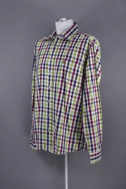 Almsach Men's Shirt Traditional L KW41/42 Green Checked Long Sleeve Kent Collar 3