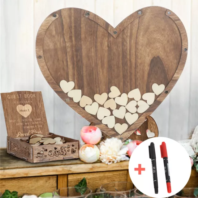 Personalized Wedding Guest Book 88Pcs Heart Drop Top Rustic Visitors Book＆Box