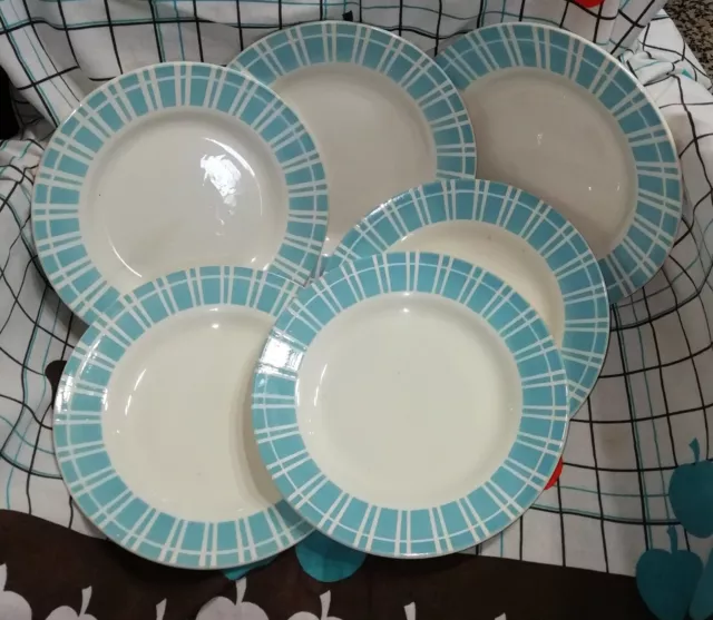5 assiettes anciennes Sarreguemines, vintage 1950-60