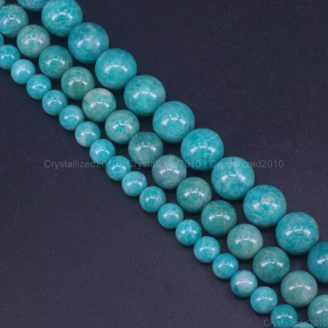 AAA Natural Peruvian Amazonite Gemstone Round Loose Beads 4mm 6mm 8mm 10mm 15.5"