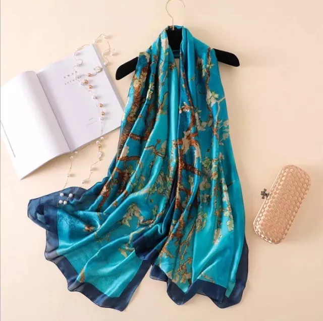 Silky Scarf VanGogh Almond Blossom Tree Print Scarf Ladie Women wrap shawl hijab