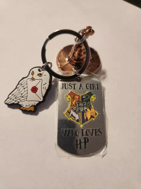 Harry Potter Just a Girl Who Loves H.P. Sorting Hat Hedwig Keychain