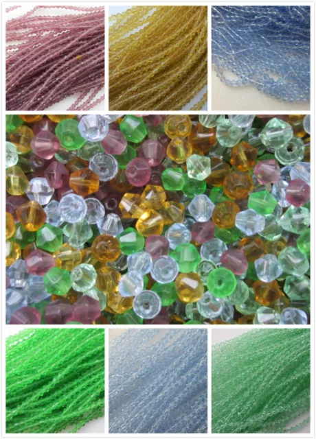 240pcs x 4mm Crystal Glass Bicone Beads Chose 8 Colours Craft Jewellery Making