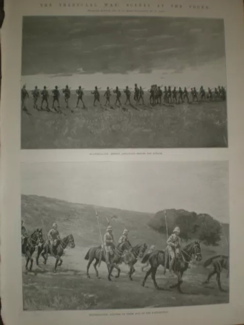 Transvaal Boer War on road to Elandslaagte battle Lancers & Devons 1899 print