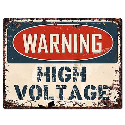 PP1034 WARNING HIGH VOLTAGE Plate Rustic Chic Sign Home Store Decor Gift