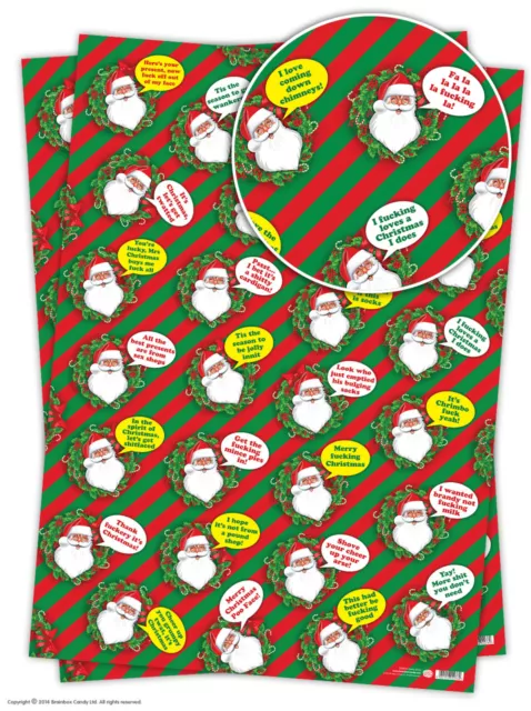 Brainbox Candy Christmas Xmas wrapping paper gift wrap funny rude joke santa