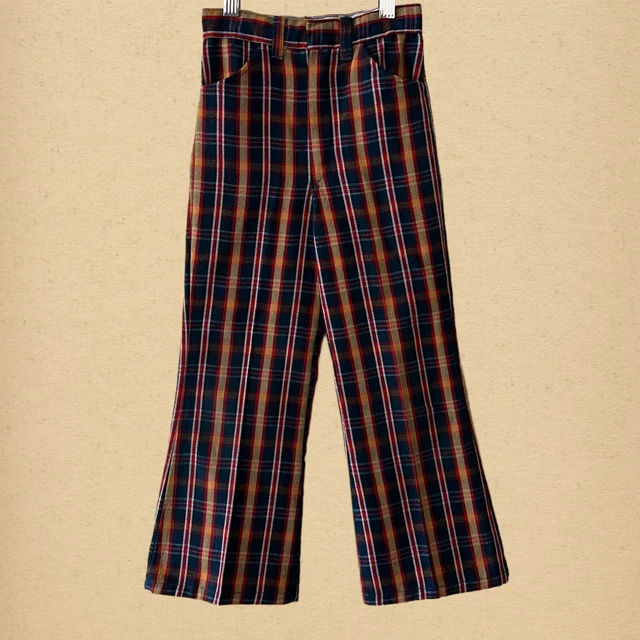 Vintage 70s Toughskins by Sears Plaid Flared Pants, Size 6 years