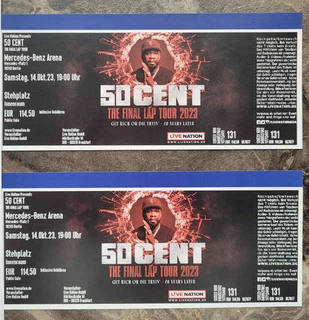 50 CENT 2X The Final Lap Tour Konzert Tickets Karten Stehplatz Berlin
