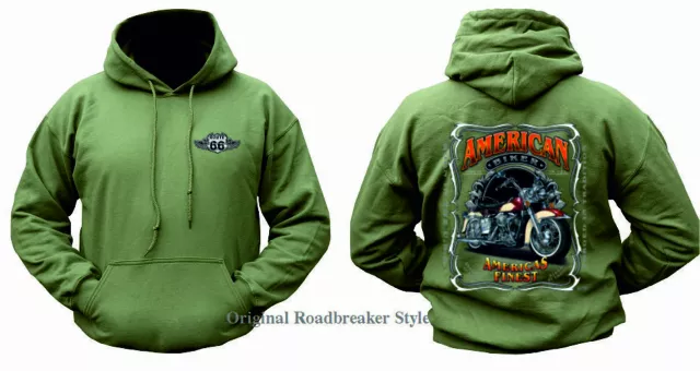 Hoodie Olive V Twin Biker Chopper Bobber-&motorradmotiv Model Finest