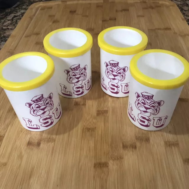 Set of 4 LSU Tiger Koozie Coozie Can Cooler Football Louisiana State Vtg