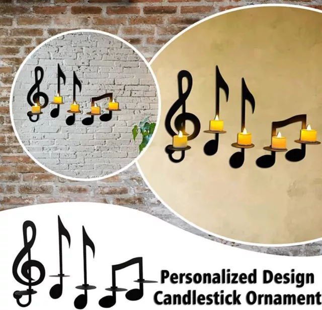 Black Music Note Wall Sconce, Music Note Candle Holder，Samto Home Sol Anahtarı