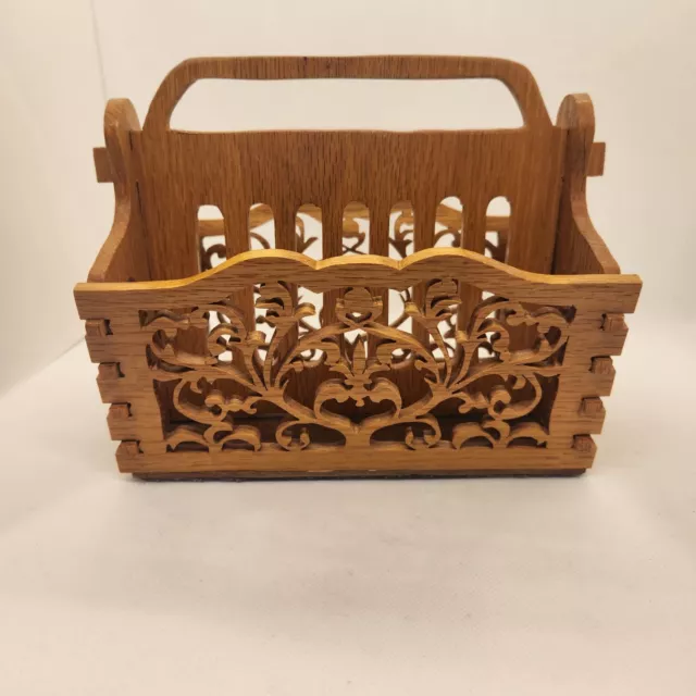 Vintage Carved Wood Letter Holder Desk Organizer