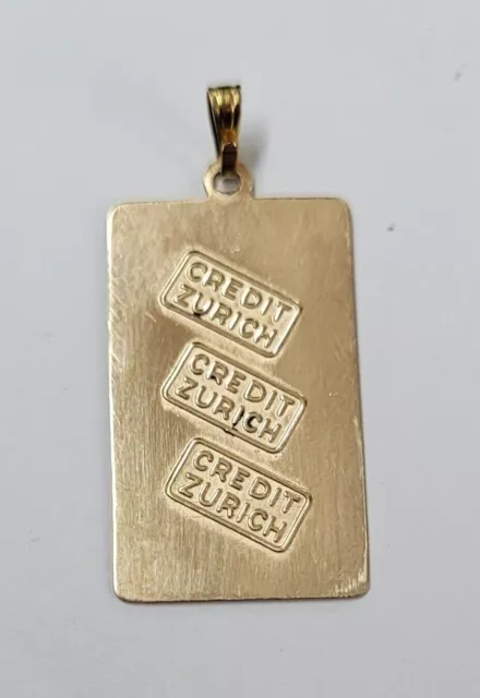 SOLID FINE .416 CHARM FOR NECKLACE Swiss Credit Zurich 1 gram 10k Gold Pendant 2
