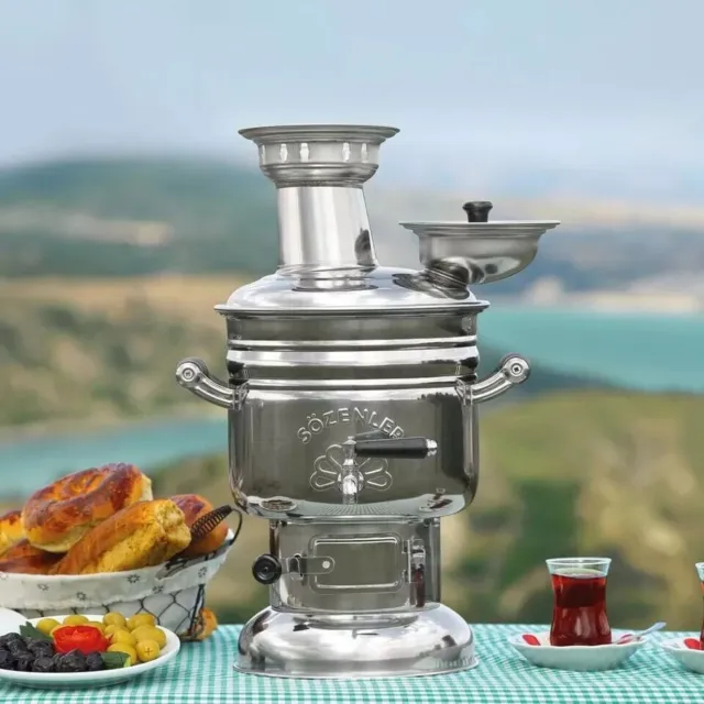 Charcoal / Wood Samovar Camping Water Heater Stove BBQ Tea Kettle & Tent Stove
